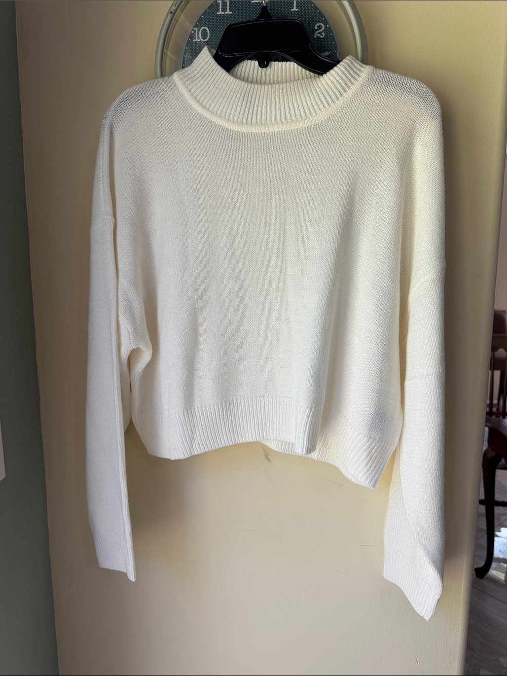 Divided Cream Cropped Crewneck Sweater
